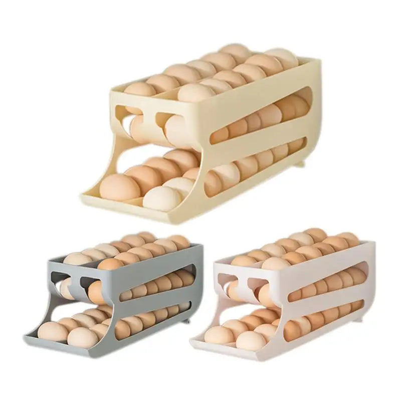 Automatic Rolling Egg Dispenser 3 Tiers Double-row Egg Dispenser Organizer Auto Rolling Fridge Egg Cartons For Kitchen accessory