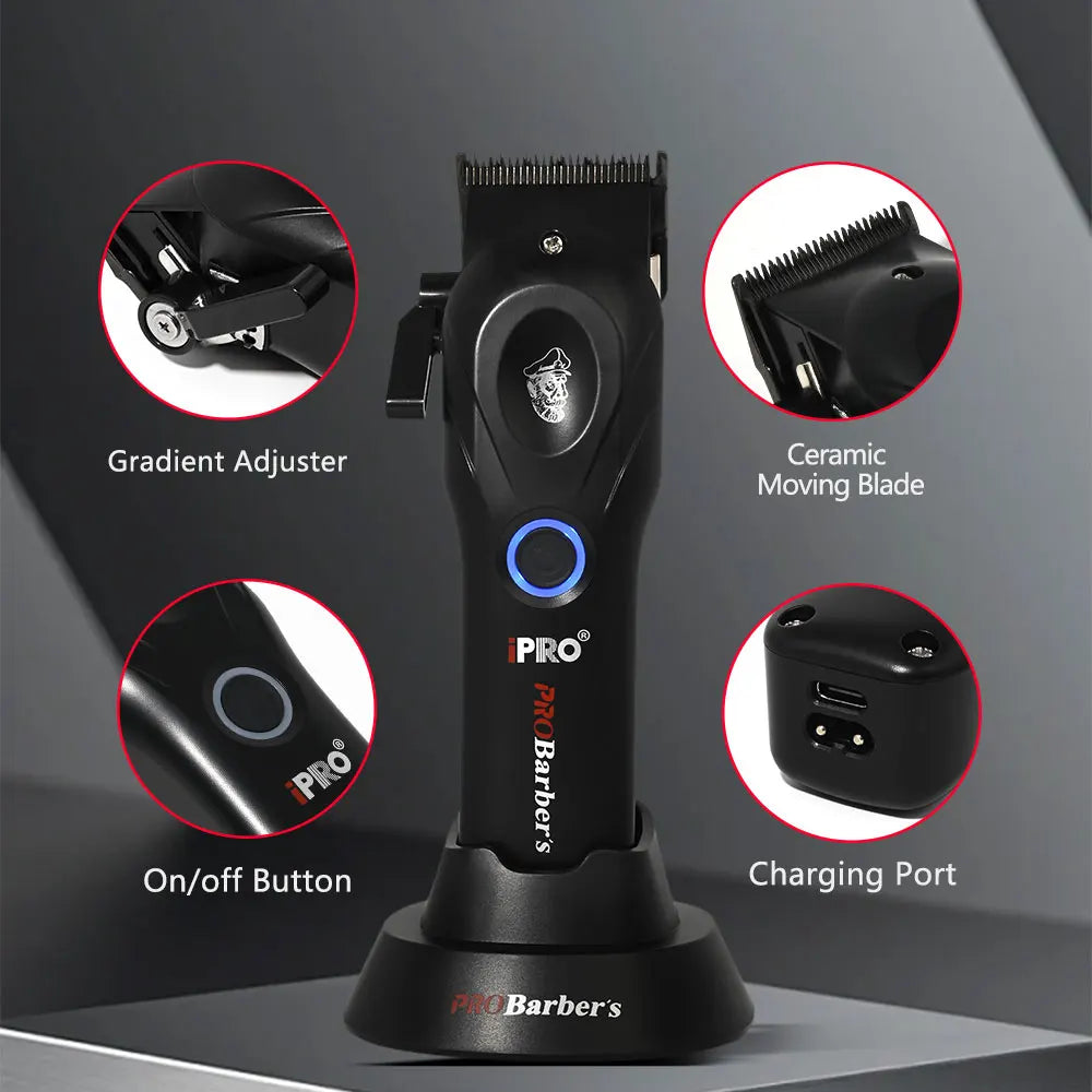 IPRO S1081 Professional Electric Hair Clipper 8800RPM High Speed 4500mAh Long Battery Life Magnetic Detachable Comb Hair Trimmer