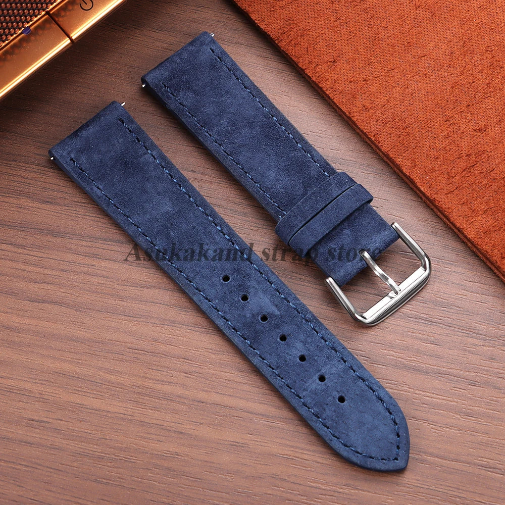 Vintage Suede Leather Watch Band Cowhide Bracelet 18mm 19mm 20mm 22mm For Omega For Seiko for Huawei Watch Sport Watch Strap