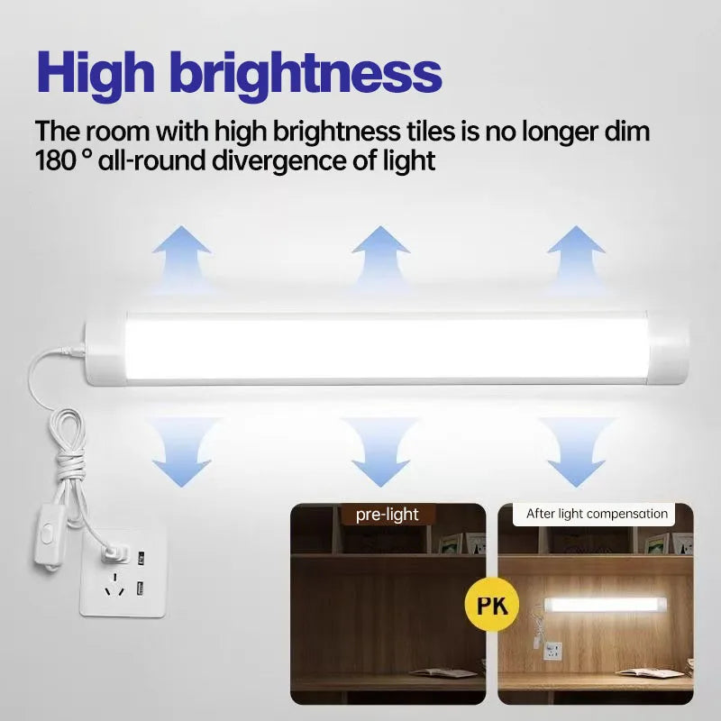 Led 220V Tube Light Room Strip With Cable Tube Lights Fixture For Home Bedroom Kitchen Cabinet Lighting indoor Lamp