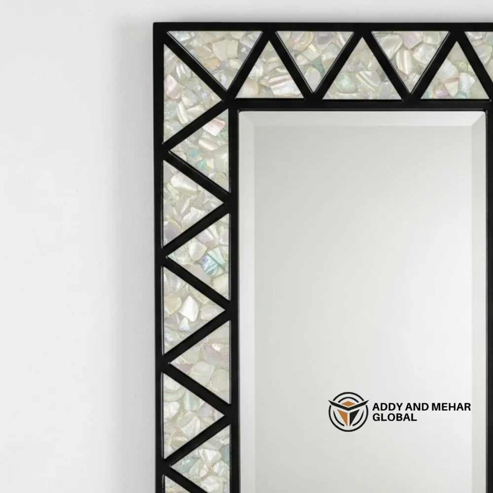Luxury Square MDF Inlay Wedding Art Deco Eco-Friendly Handmade Wall Mirror 5.0mm Thick Black Geometric Frame
