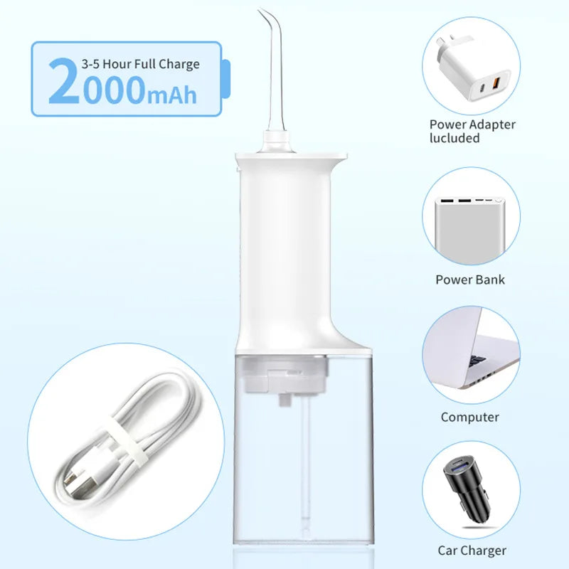 2026 Upgraded Household Oral Irrigator - High-Pressure Flushing Water Flow, IPX7 Waterproof 5-Speed Portable Interdental Cleaner
