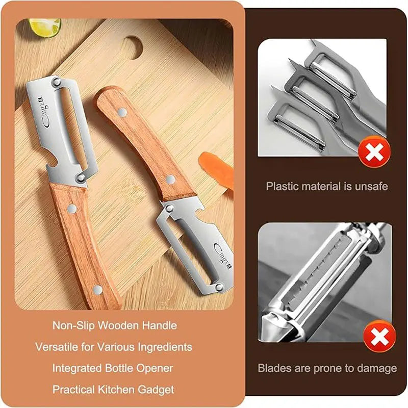 Stainless Steel Wooden Handle Peeler High-Looking Kitchen Special for Fruit and Vegetable Peeling Durable and Smooth Operation