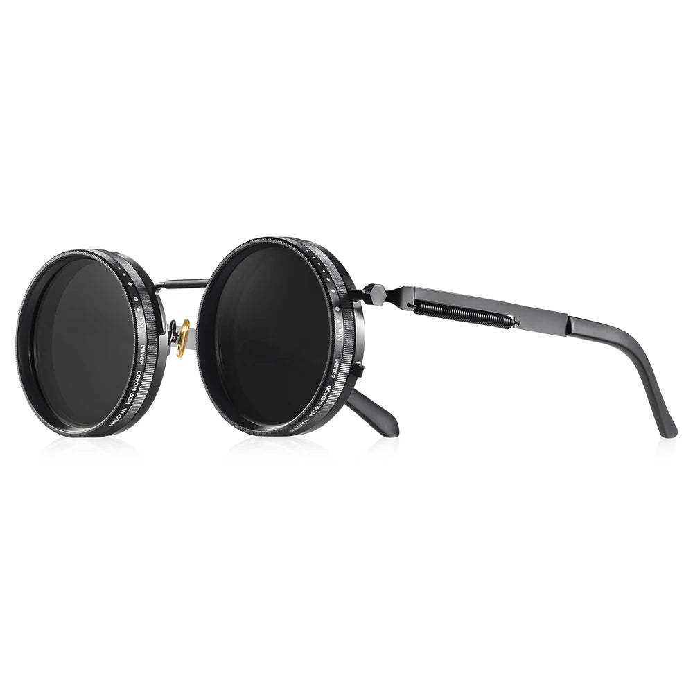 CRIXALIS Polarized Round Sunglasses ND9 Adjustable Dimming Men Women Retro Punk Men's Fishing Eyeglasses Outdoor Shades UV400