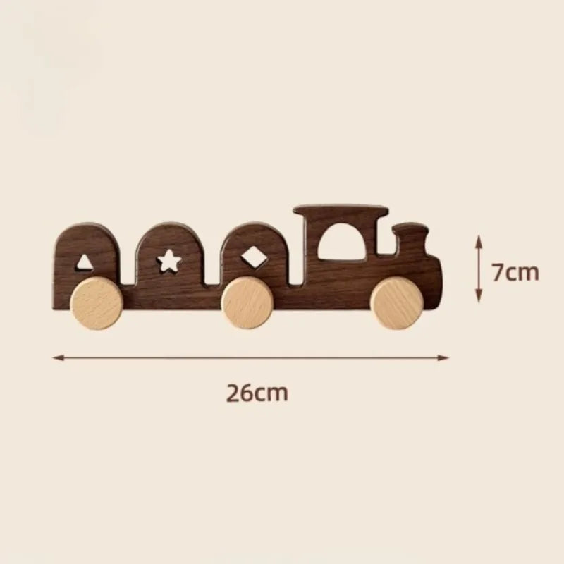 Walnut Wood Coat Racks Creative Locomotive Clothes Hook Retro Living Room Simple Wall Storage Hook Home Decoration Accessories