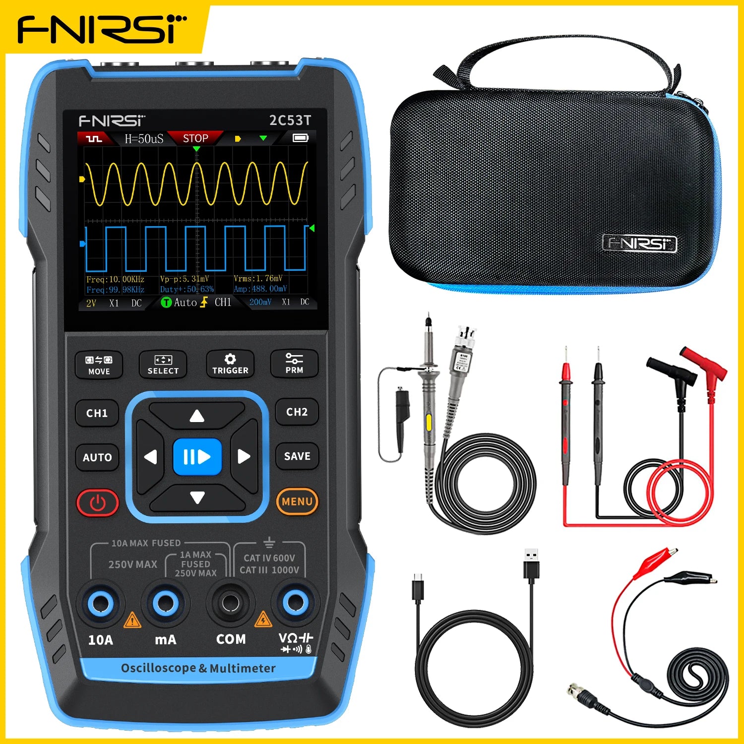 FNIRSI 2C23T Oscilloscope Multimeter DDS Generator 10MHz*2 50MS/s