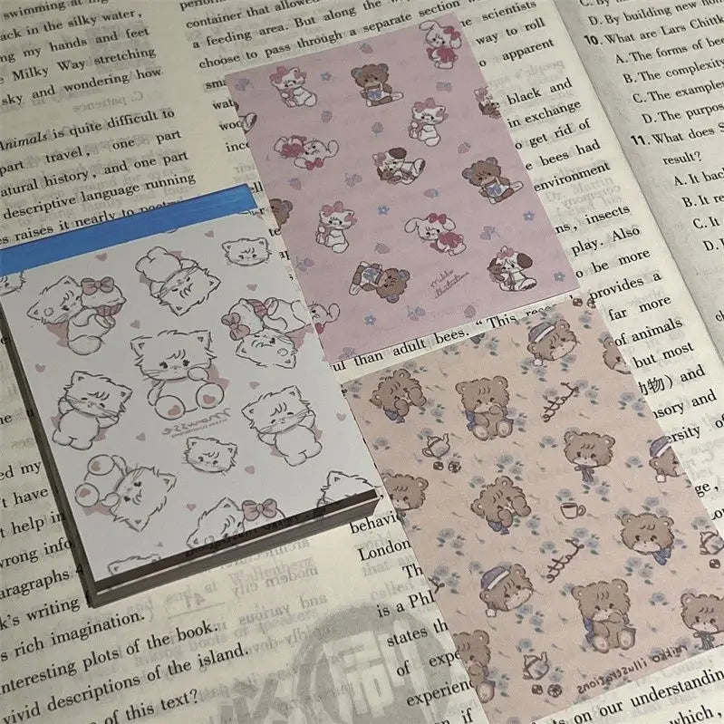 70sheets Ins Style Cute Kitten Sticky Notes Book, Paper Student Manual Book
