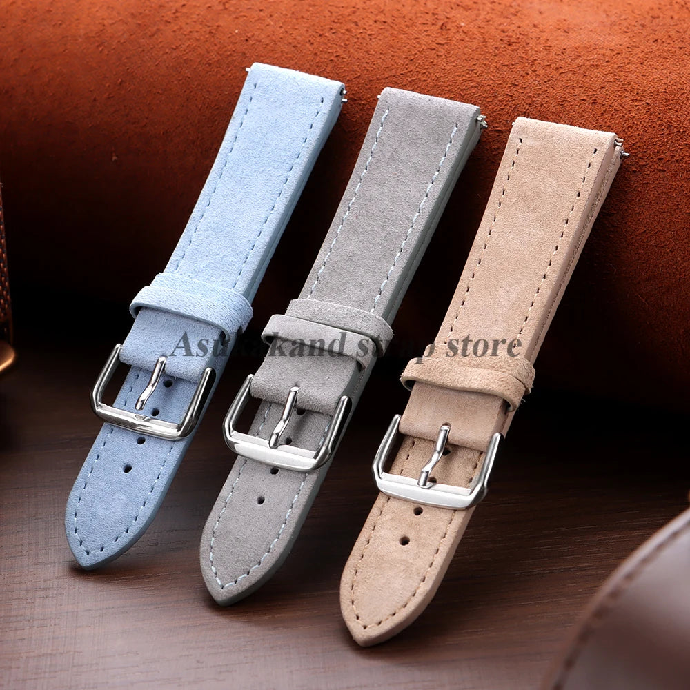 Vintage Suede Leather Watch Band Cowhide Bracelet 18mm 19mm 20mm 22mm For Omega For Seiko for Huawei Watch Sport Watch Strap