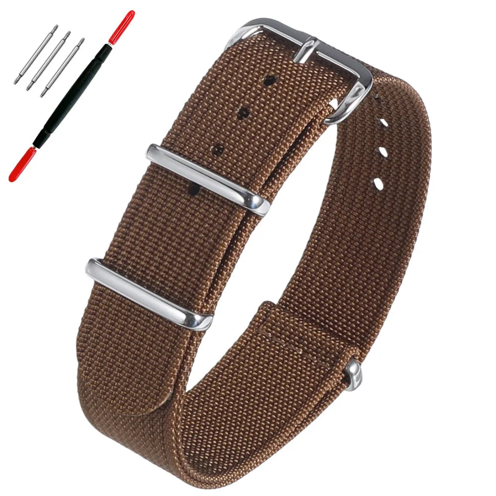 16mm 18mm 19mm 20mm 22mm 24mm Durable Nylon Ribbed Watch Strap Stripped Sport Watch Band Replacement Wristband Belt Accessories
