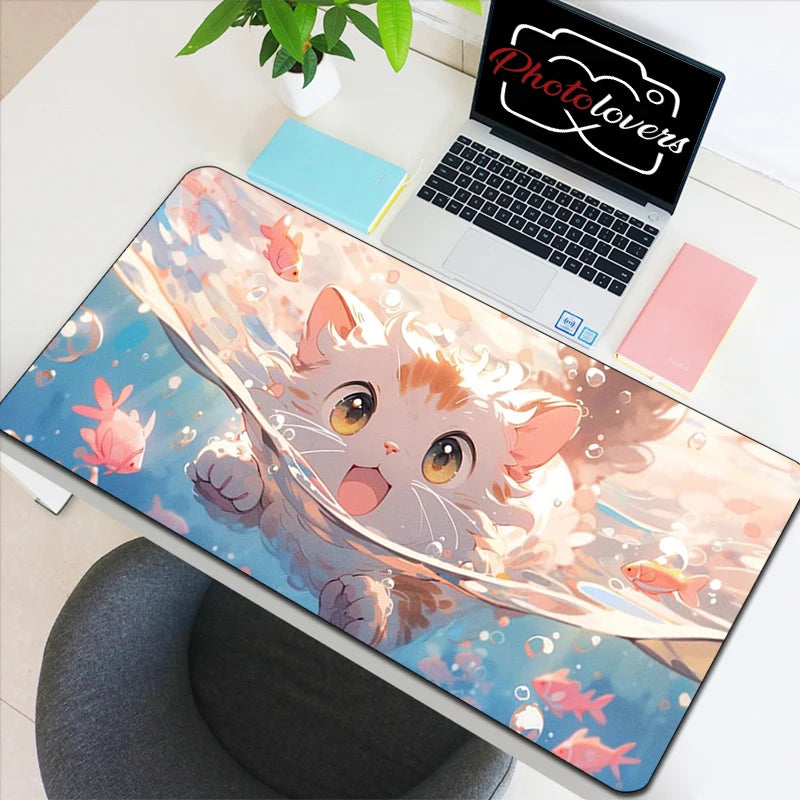 Anime Xxl Mouse Pad Gaming Accessories Cartoon Cat Keyboard Mousepad Gamer Desk Mat Cute Computer Offices Pc Cabinet Kawaii Mice