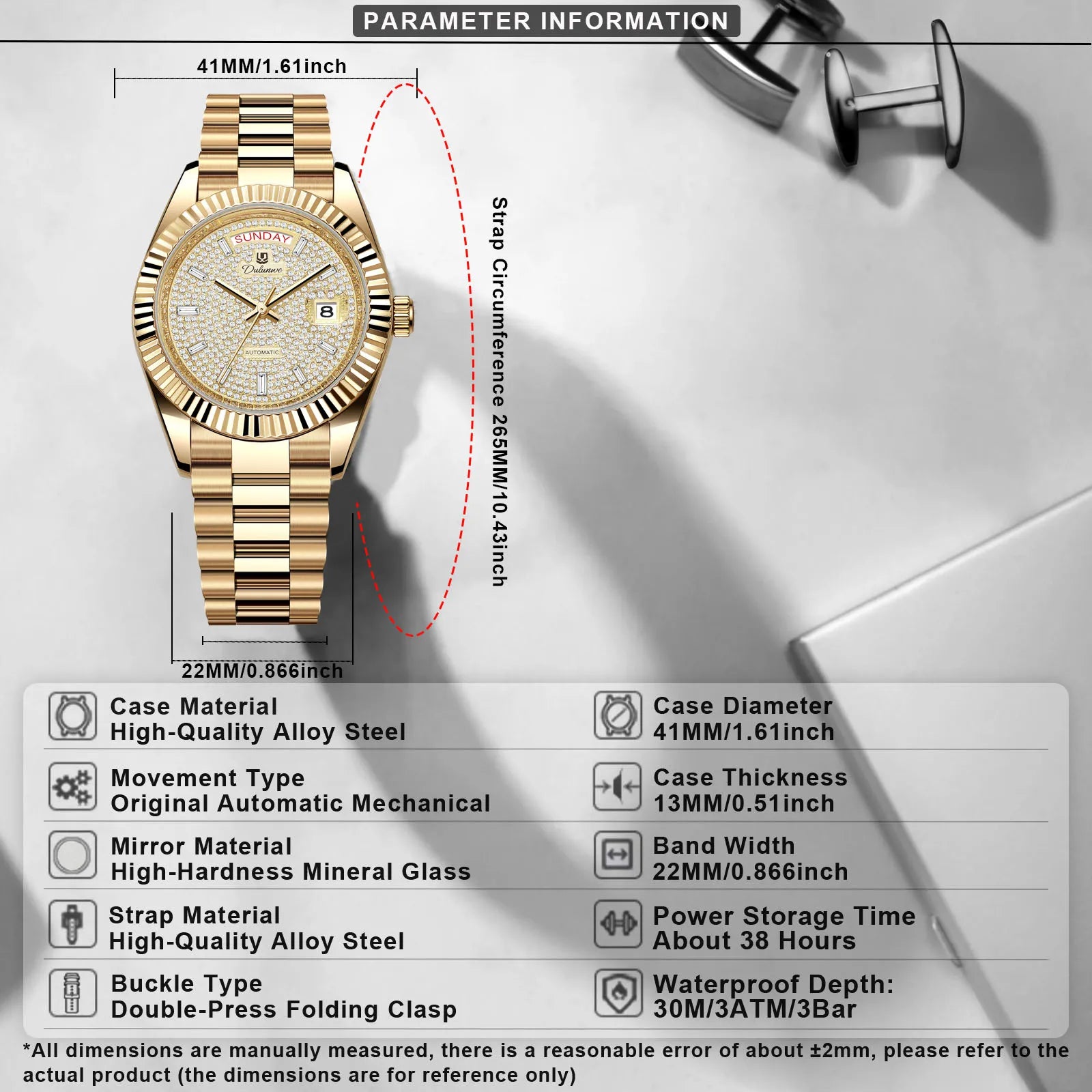 Reloj Hombre Business Style Men Mechanical Wristwatch 41MM Luxury  Automatic Watch For Men Relogios 6075