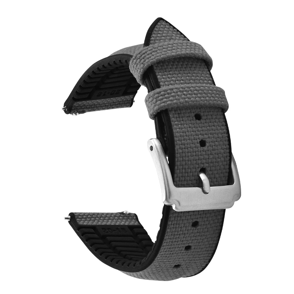 18/19/20/21/22mm For Cordura Sailcloth Nylon Strap Silicone Rubber Quick Release Band for Seiko Omega Cartier Smartwatch Belt