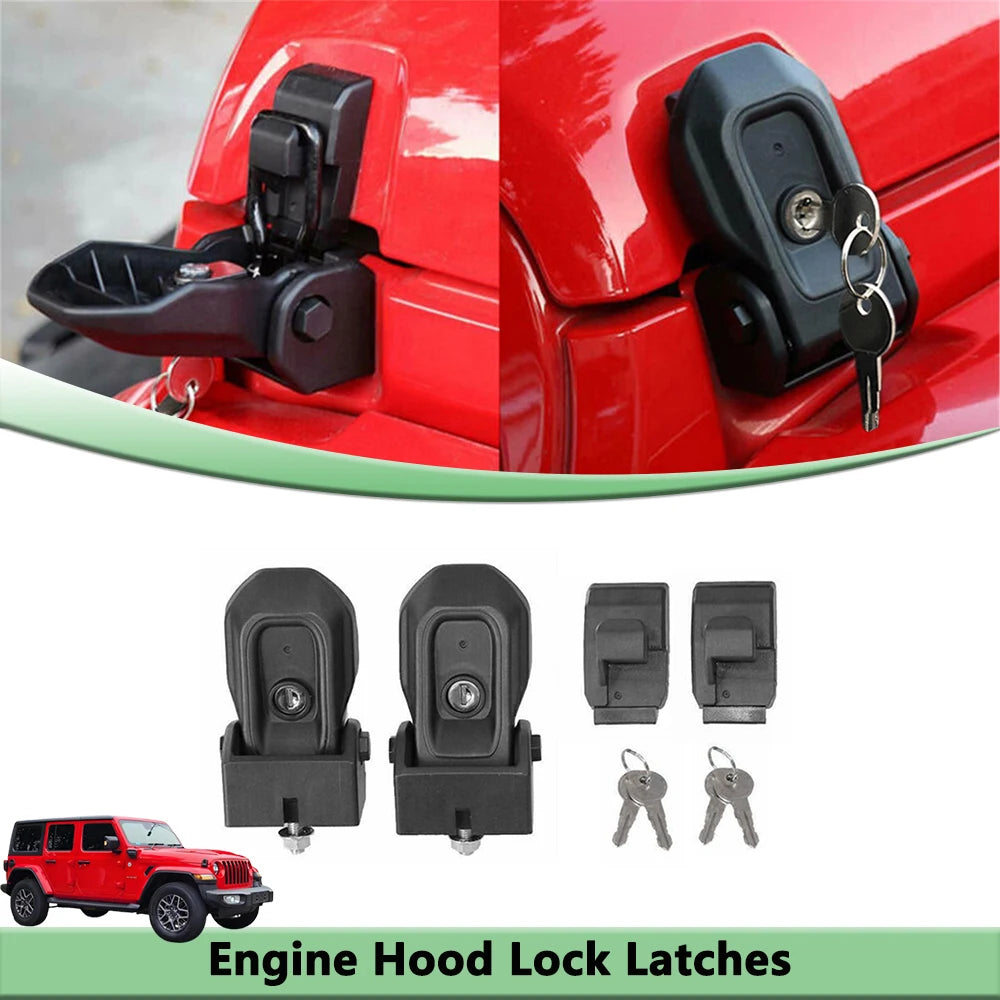 Hood Latches Anti-theft Lock Catch for Jeep Wrangler JL JLU 4XE Rubicon Sahara Sport Gladiator JT 2018-2025 Car Accessories