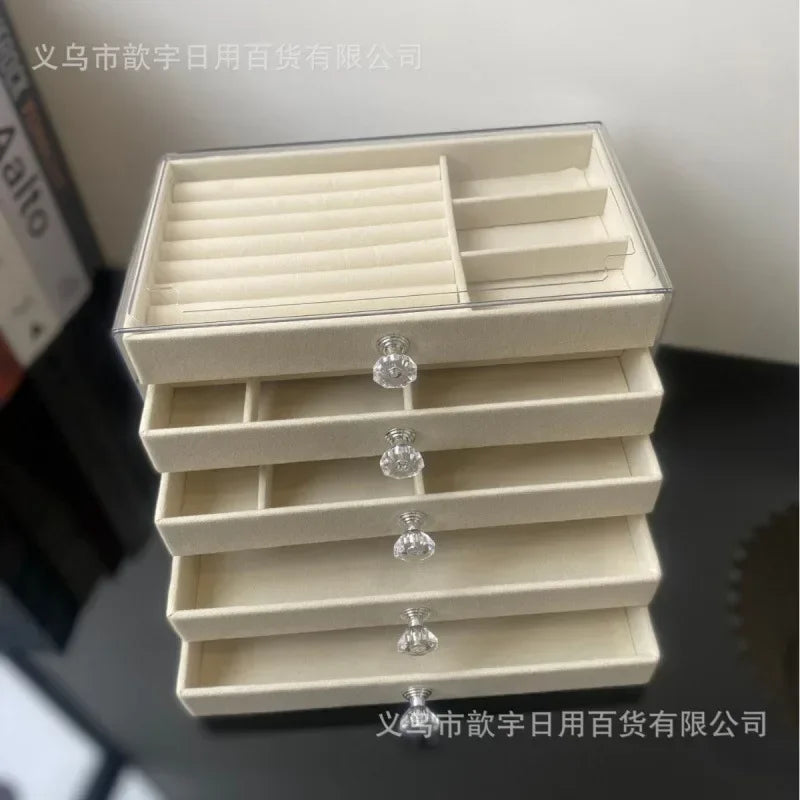 Newly Upgraded 7-Tier Dust-Proof Acrylic Jewelry Storage Box Modern Rectangular Desktop Display & Storage Jewelry Box Amagi