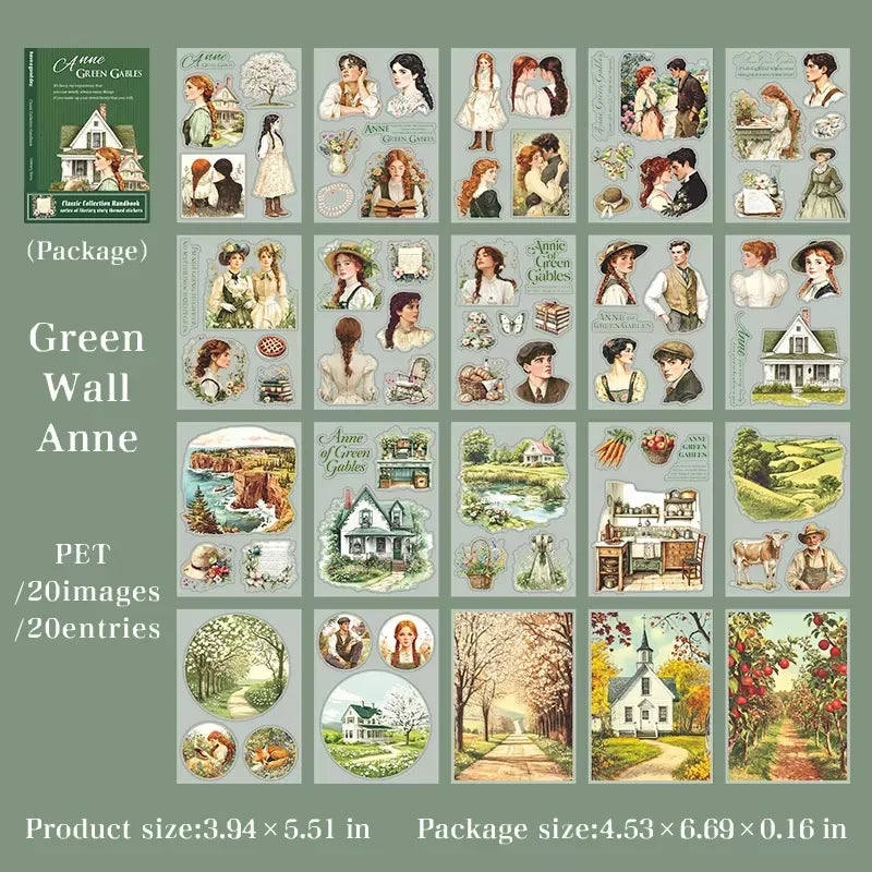 1pack/3pack Classic Literature Collection Handbook Series Literary Story Theme Sticker Book Character Collage 6 Designs