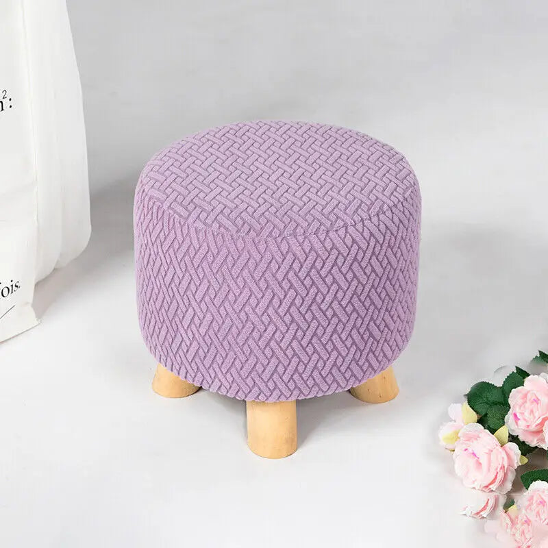 Square Stool Covers Thick Stretch Knitting Round Seat Covers Living Room Chair Cover Small Footstool Ottoman Slipcover Protector
