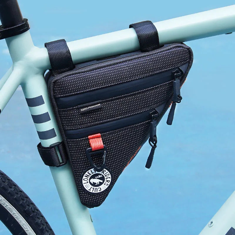 (ULAC)Bike Down Tube Bag Durable Frame Pouch for Tools Phone Fits MTB & Road Bikes Waterproof frame Lower tube  package TOURING