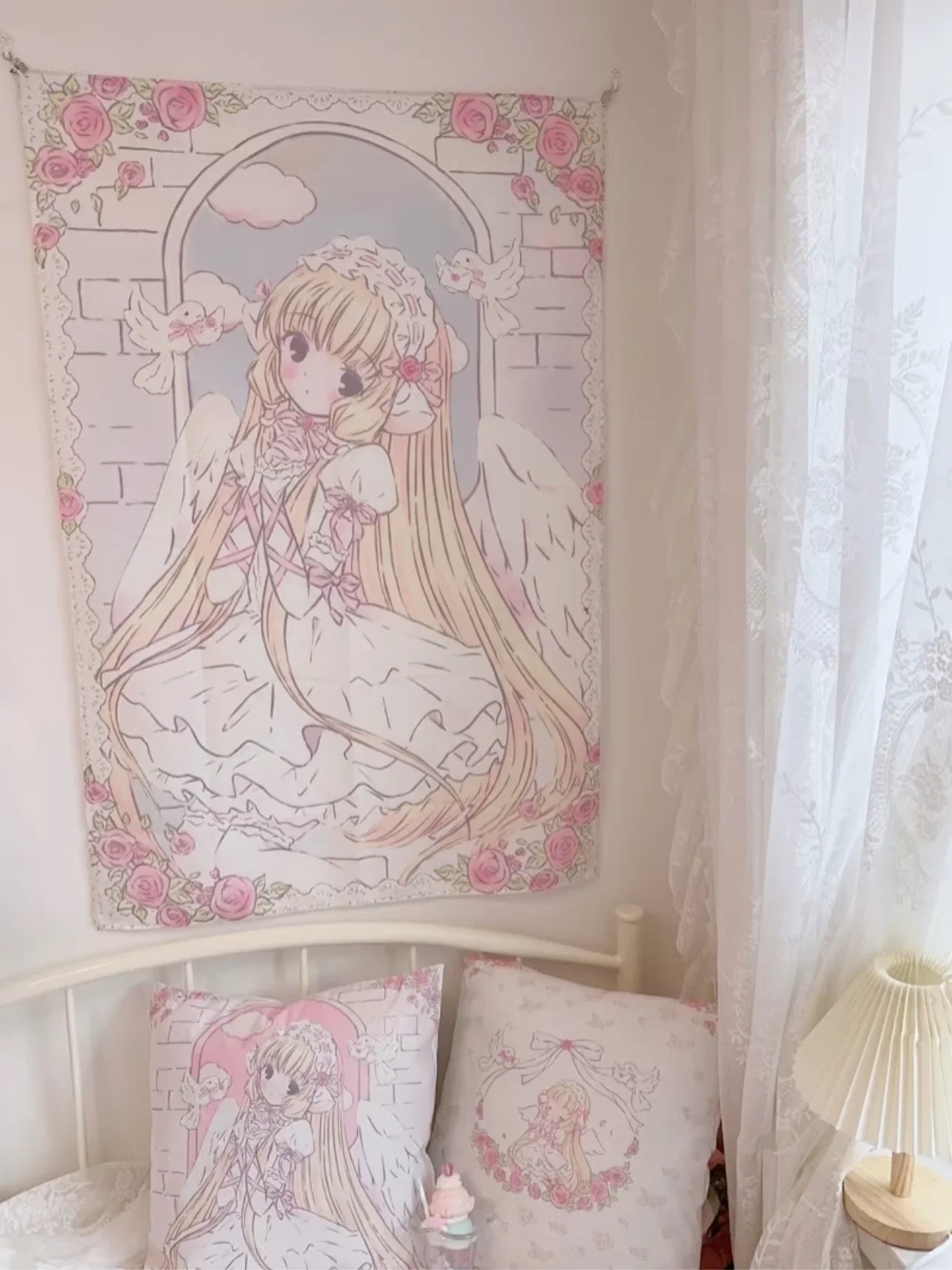 VIKAMA Chobits Kawai Home decoration tapestry anime pink girl tapestry wall bedroom background lovely fashion lady tapestry