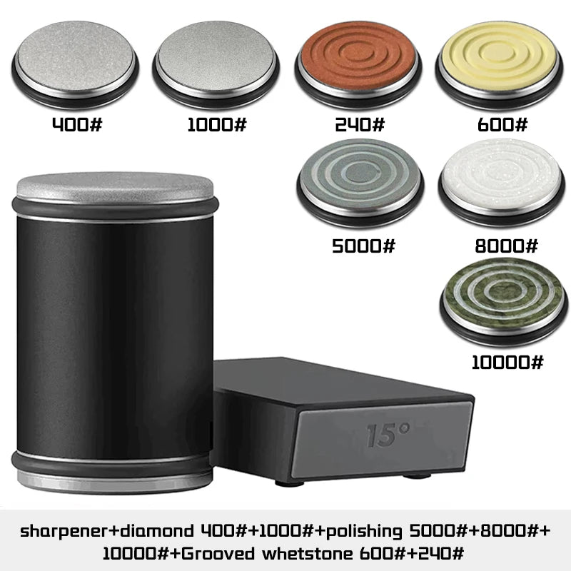 Rolling Knife Sharpener Magnetic Knife Holder Diamond Sharpening Stone Kit with 15 and 20 Degrees Angle Roller Kitchen Accessory