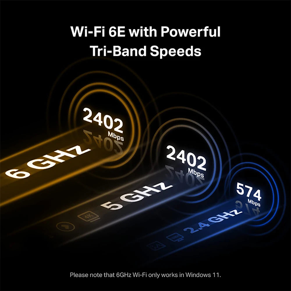 Wifi6e PCI-E Wifi Adapter AX210 5374Mbps Bluetooth 5.3 Tri Band 2.4G/5G/6G Wireless Network Card Windows 10 11 For PC
