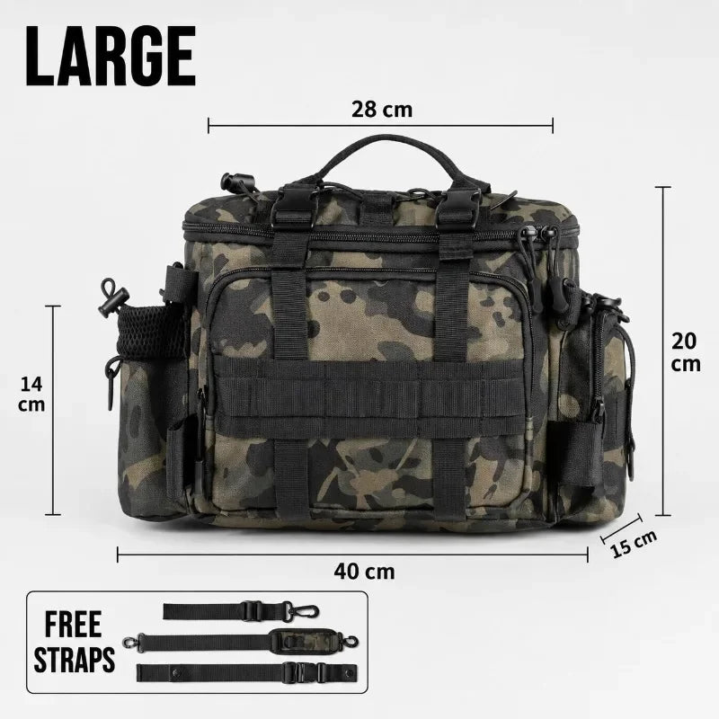 Fishing Tackle Shoulder Bag Storage Bag Waterproof Portable Large Capacity with Fish Rod Holder Outdoor Sport Accessories Gear