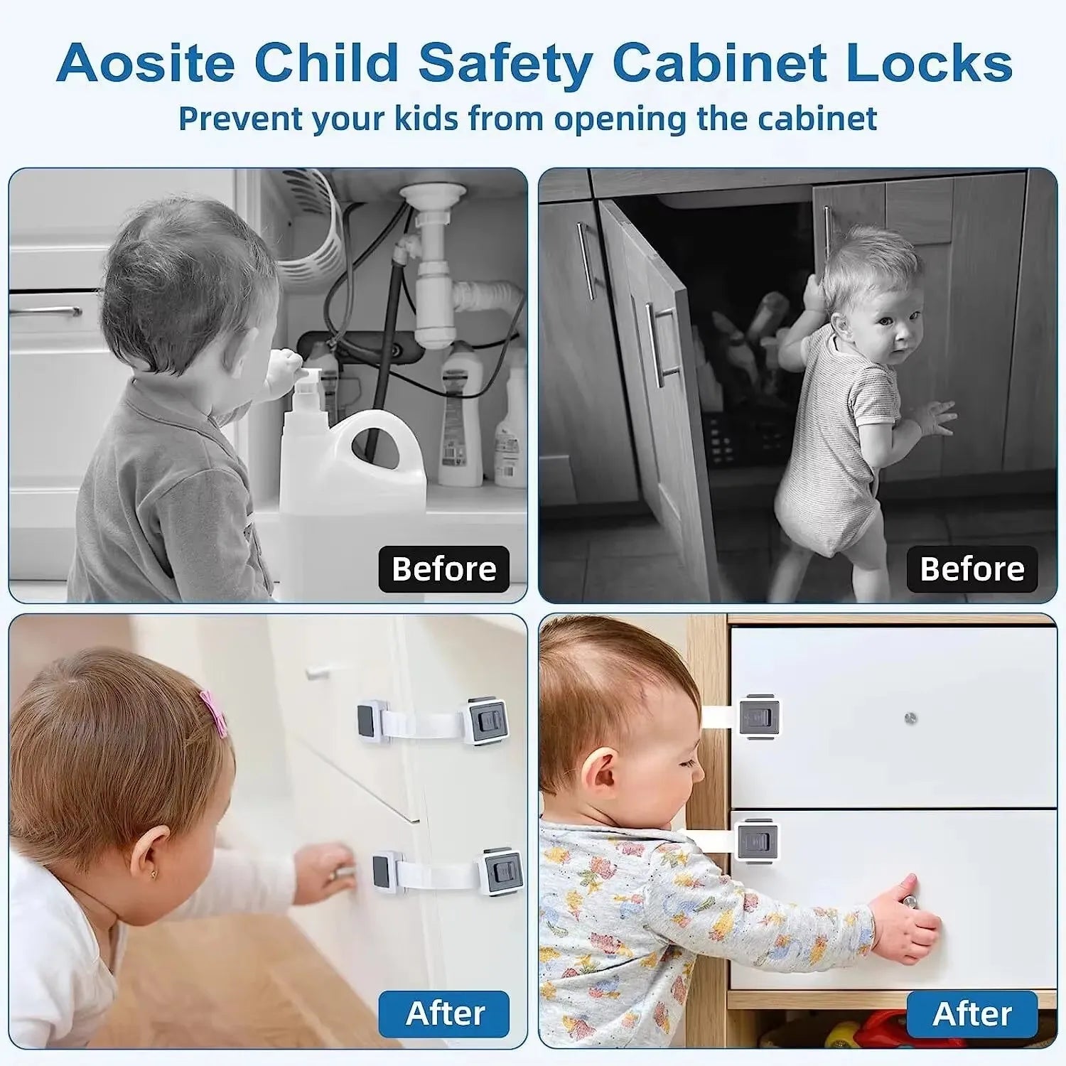 1Pc Child Safety Lock Baby Drawer Lock Child Anti-opening Cabinet Door Refrigerator Lock Buckle Baby Anti-pinch Safety Buckle