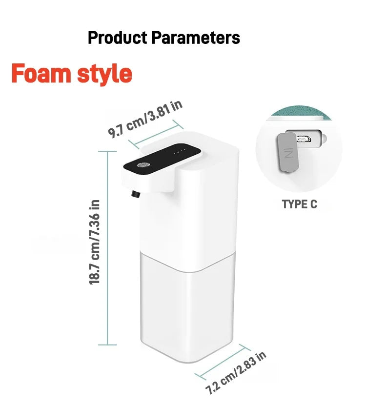 Automatic Electric Foam Soap Dispenser Touchless Sensor Hand Sanitizer Dispenser Infrared Induction for Home Bathroom Kitchen