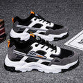 Black White Lace-Up Sneakers Men Outdoor Breathable Csual Mesh Shoes Lightweight Running Sports Shoes